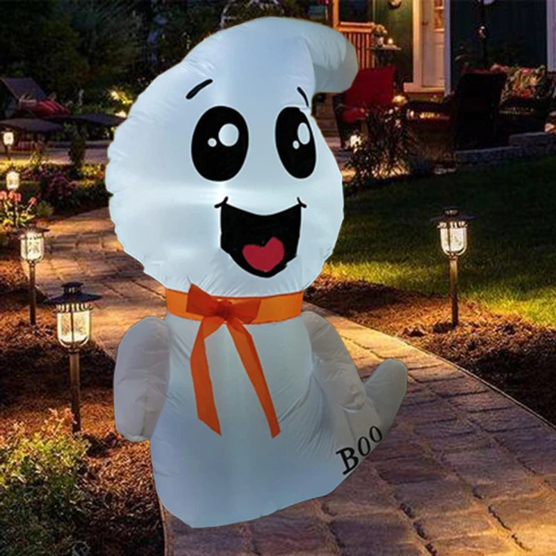 5FT Inflatable Halloween Cute Ghost with Magic Light – LED Blow-Up Decoration for Garden, Lawn, and Indoor Displays