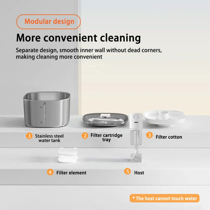 Wireless Pet Water Fountain – 4L Stainless Steel, Battery-Operated with Sensor Modes