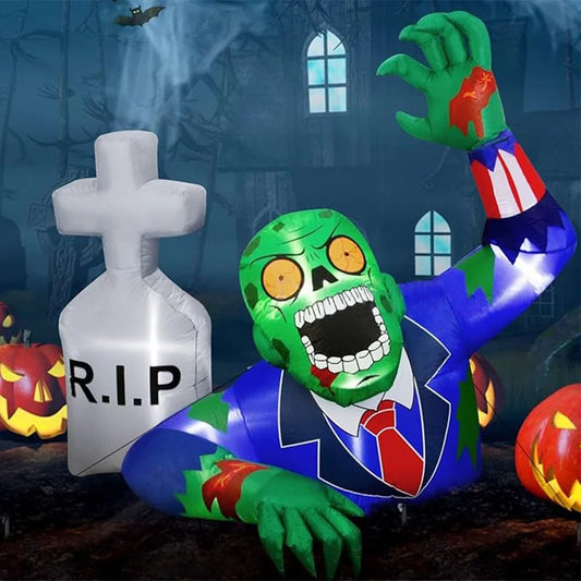 1.6M Halloween Inflatable Zombies Crawling from Grave with RIP Tombstone & LED Lights – Outdoor Yard & Garden Haunted House Decoration