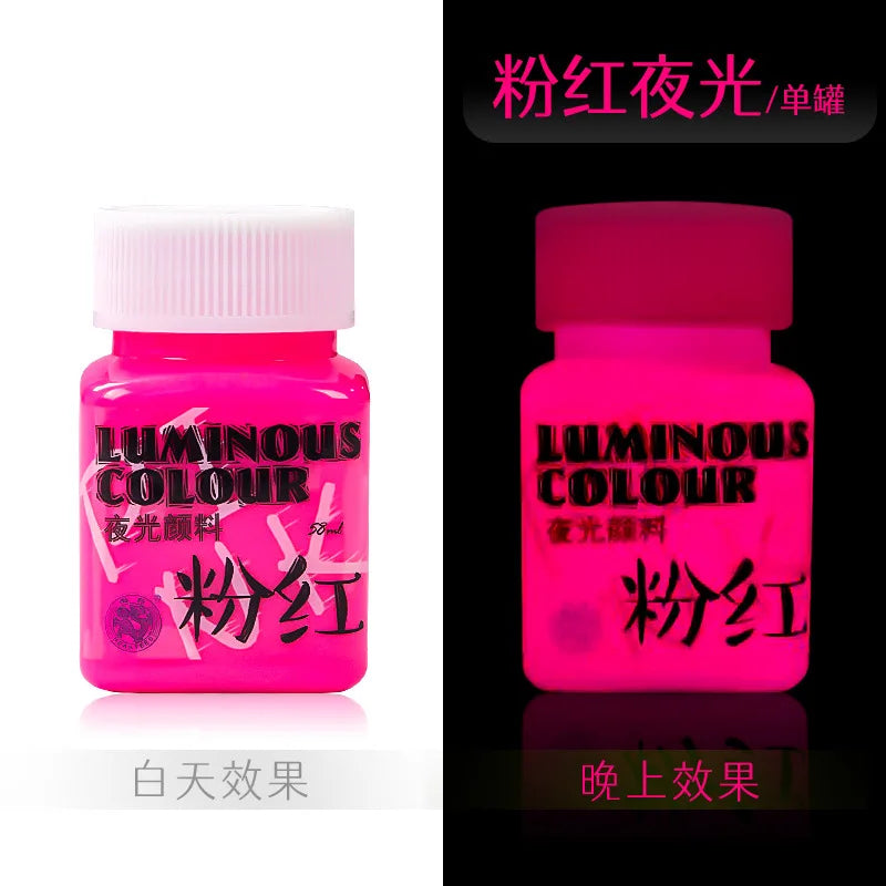 Fluorescent Glow-in-the-Dark Acrylic Paint Set for Canvas and Neon Decorations - Blacklight Art Supplies for Adults