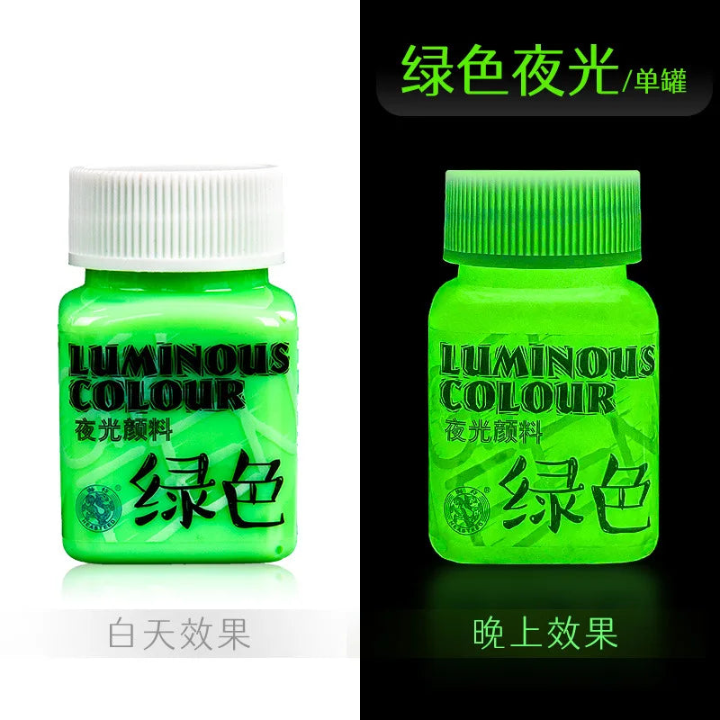 Fluorescent Glow-in-the-Dark Acrylic Paint Set for Canvas and Neon Decorations - Blacklight Art Supplies for Adults
