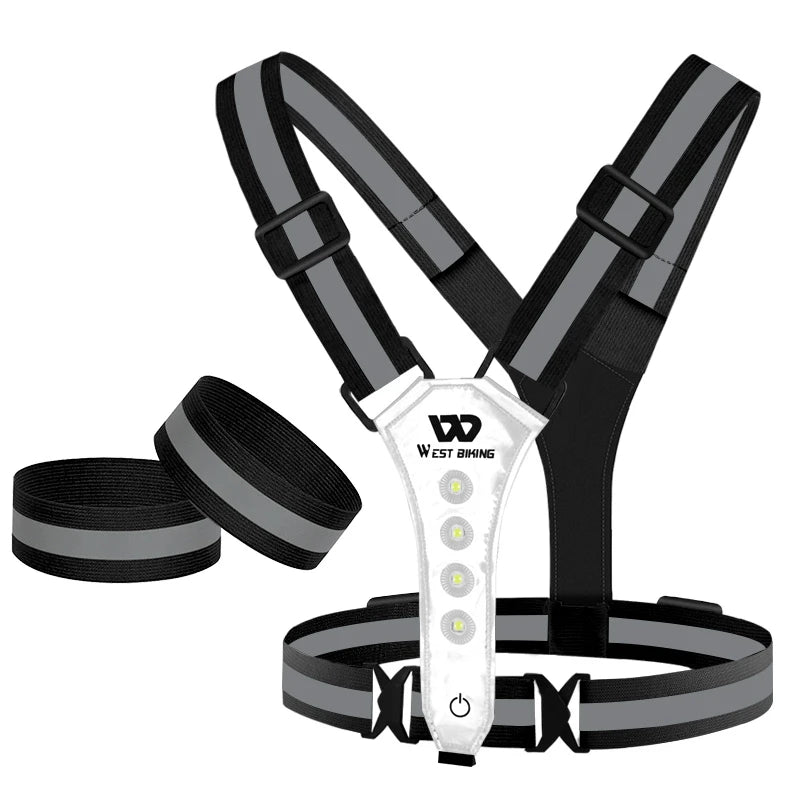 USB Rechargeable Reflective LED Safety Vest – 360° Visibility for Running, Cycling, and Outdoor Work.