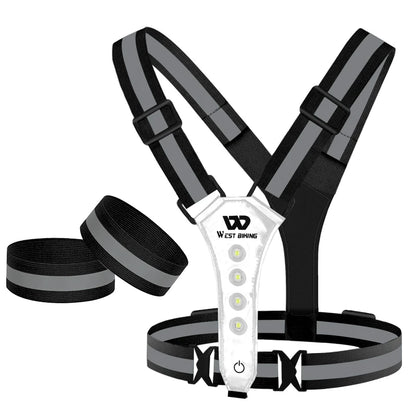 USB Rechargeable Reflective LED Safety Vest – 360° Visibility for Running, Cycling, and Outdoor Work.