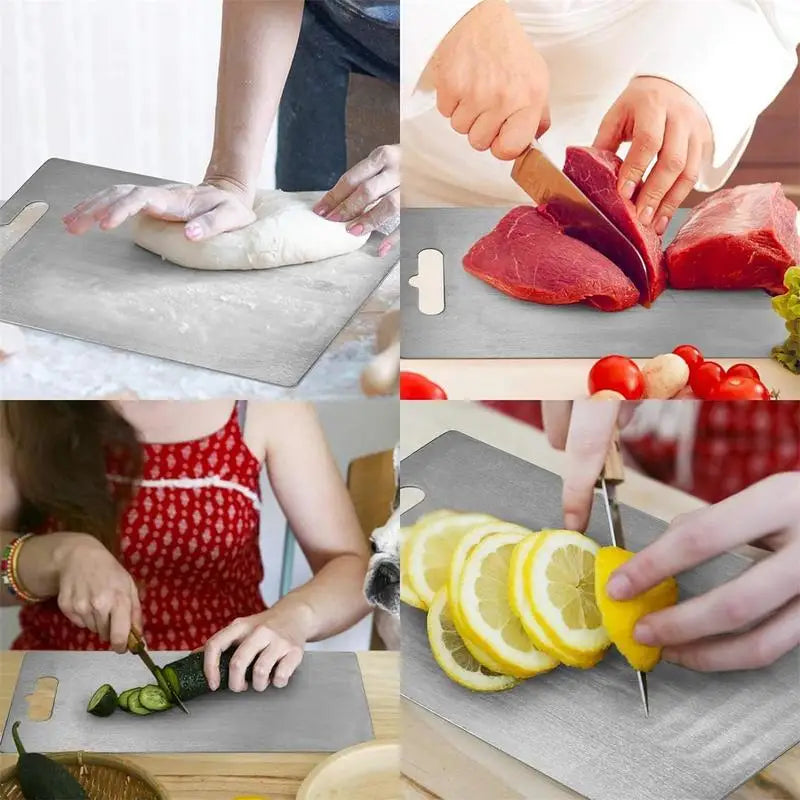 Premium Double-Thick Titanium Cutting Board for Home and Outdoor Cooking - Ideal for Meat, Fruits, Vegetables, and Bread.