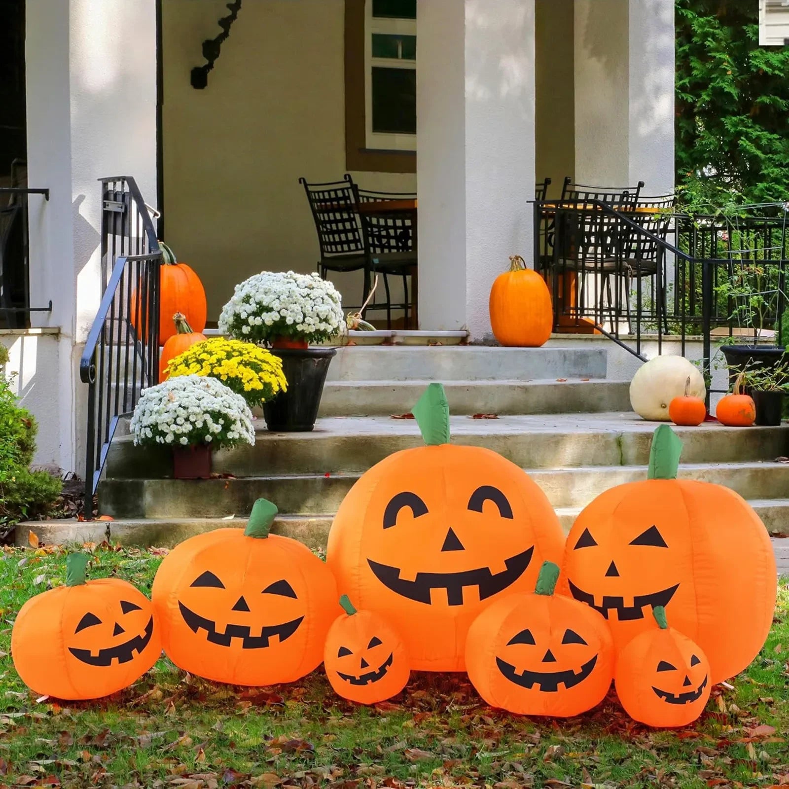 Giant 7.5FT Inflatable Halloween Pumpkin Stack with LED Lights – Perfect Outdoor Decoration for Festive Fun!