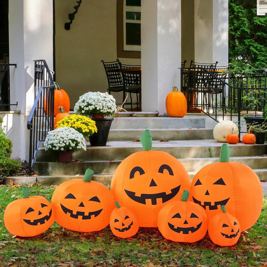 Giant 7.5FT Inflatable Halloween Pumpkin Stack with LED Lights – Perfect Outdoor Decoration for Festive Fun!
