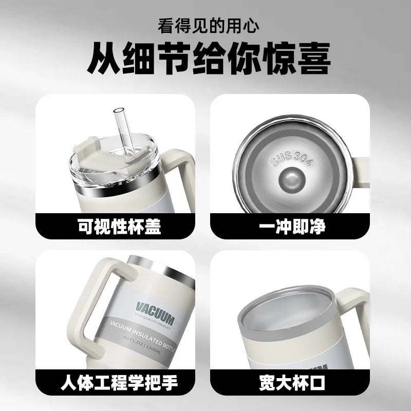 40oz Stainless Steel Tumbler with Handle & Flip Straw Lid – Hydration That Moves With You.