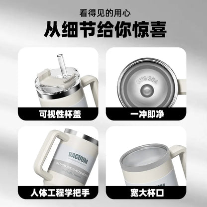 40oz Stainless Steel Tumbler with Handle & Flip Straw Lid – Hydration That Moves With You.