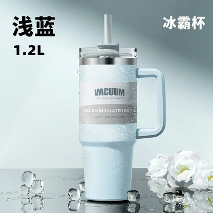 40oz Stainless Steel Tumbler with Handle & Flip Straw Lid – Hydration That Moves With You.