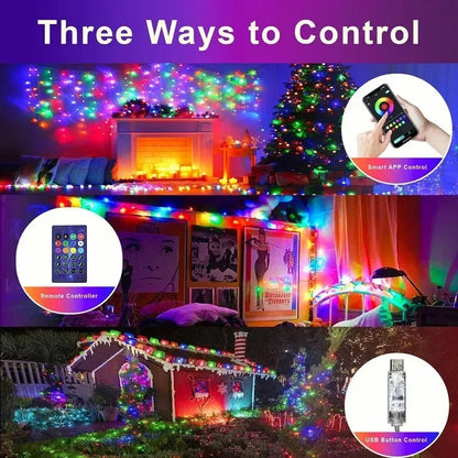 Smart RGBIC LED String Lights with App & Remote – 2–30M Dreamcolor Fairy Lights for Indoor & Outdoor Décor.