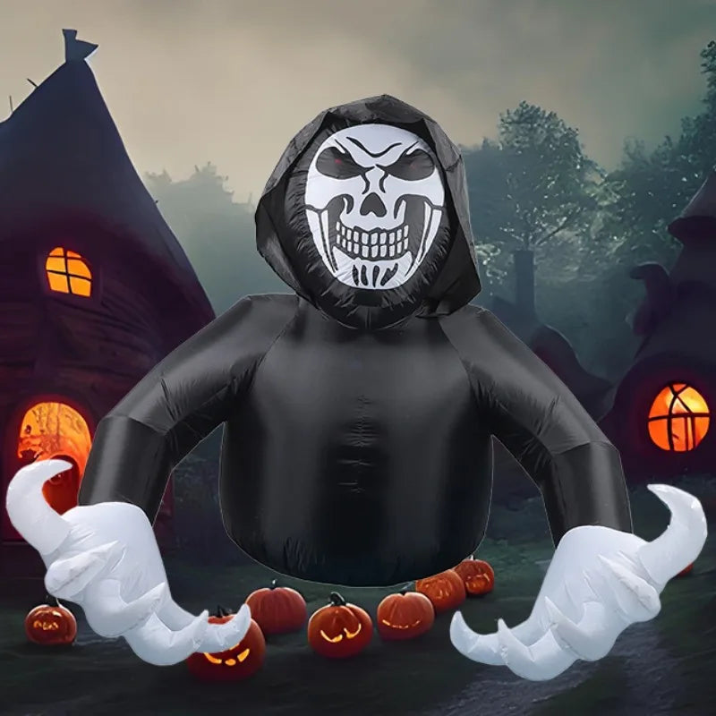 7FT Halloween Inflatable Skeleton Ghost – LED‑Lit Outdoor Decoration