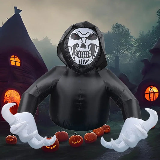 7FT Halloween Inflatable Skeleton Ghost – LED‑Lit Outdoor Decoration