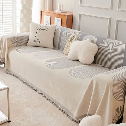 Nordic Chenille Jacquard Throw Blanket - with Tassel Accents. Plush, Breathable & Stylish  -  for Home & Travel!.