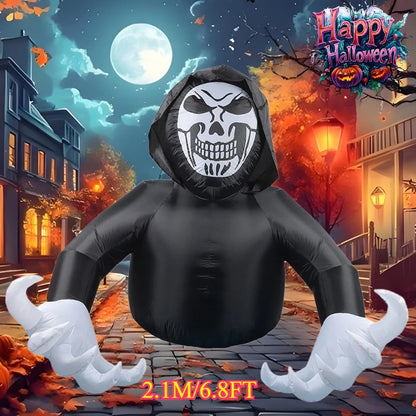 7FT Halloween Inflatable Skeleton Ghost – LED‑Lit Outdoor Decoration