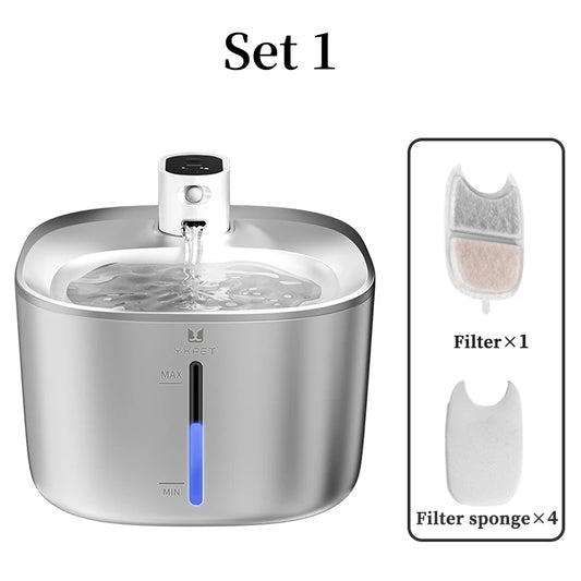 Wireless Pet Water Fountain – 4L Stainless Steel, Battery-Operated with Sensor Modes