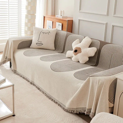 Nordic Chenille Jacquard Throw Blanket - with Tassel Accents. Plush, Breathable & Stylish  -  for Home & Travel!.