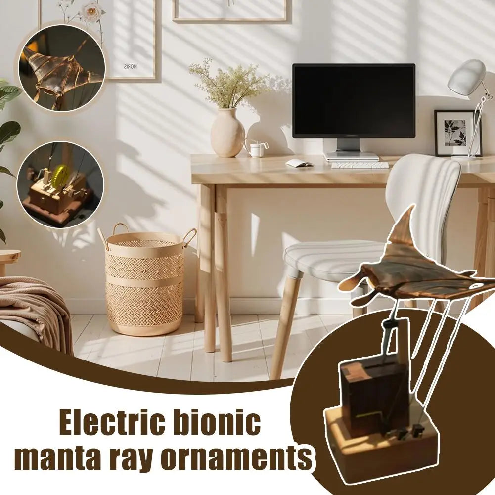 Handmade Wooden Manta Ray Automaton Kit – Lifelike Swimming Motion, Eco Gift.