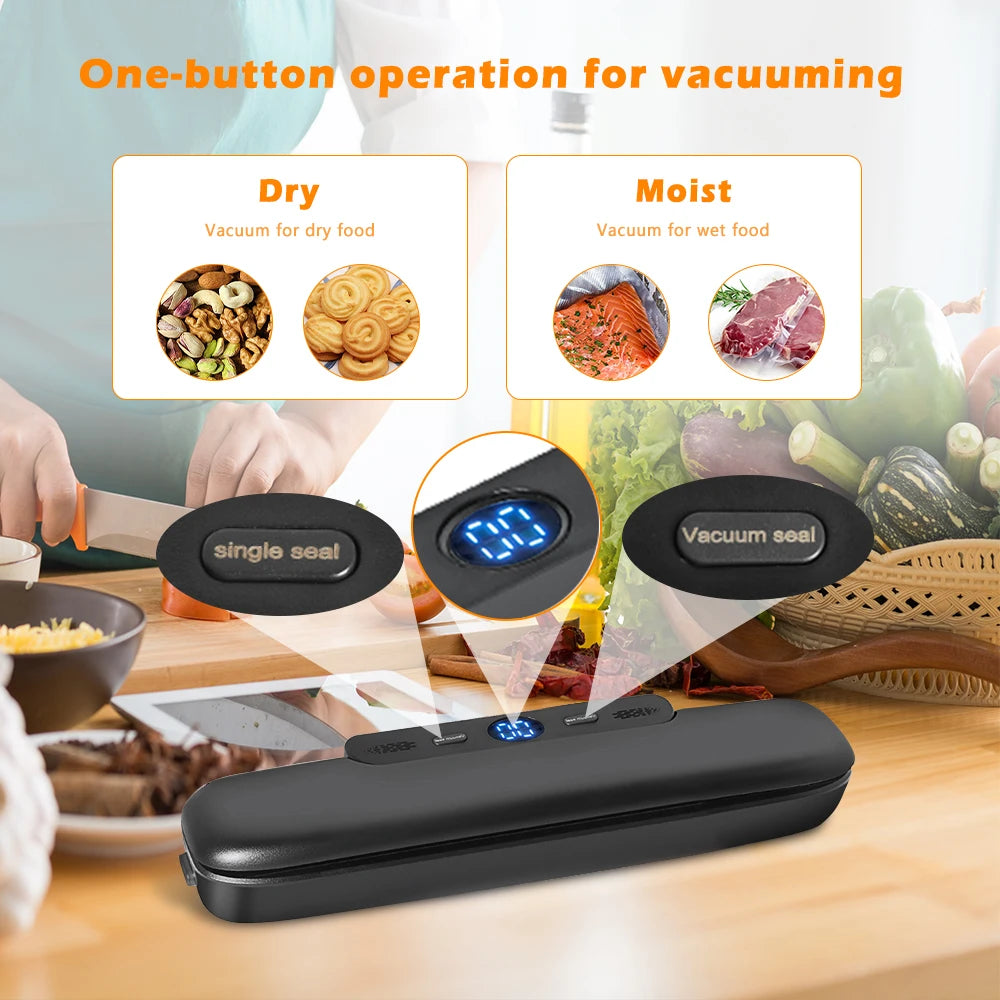 Vacuum Sealer with 10 Bags - Ideal for Meal Prep & Sous Vide Cooking! Maximize Freshness and Flavor!.
