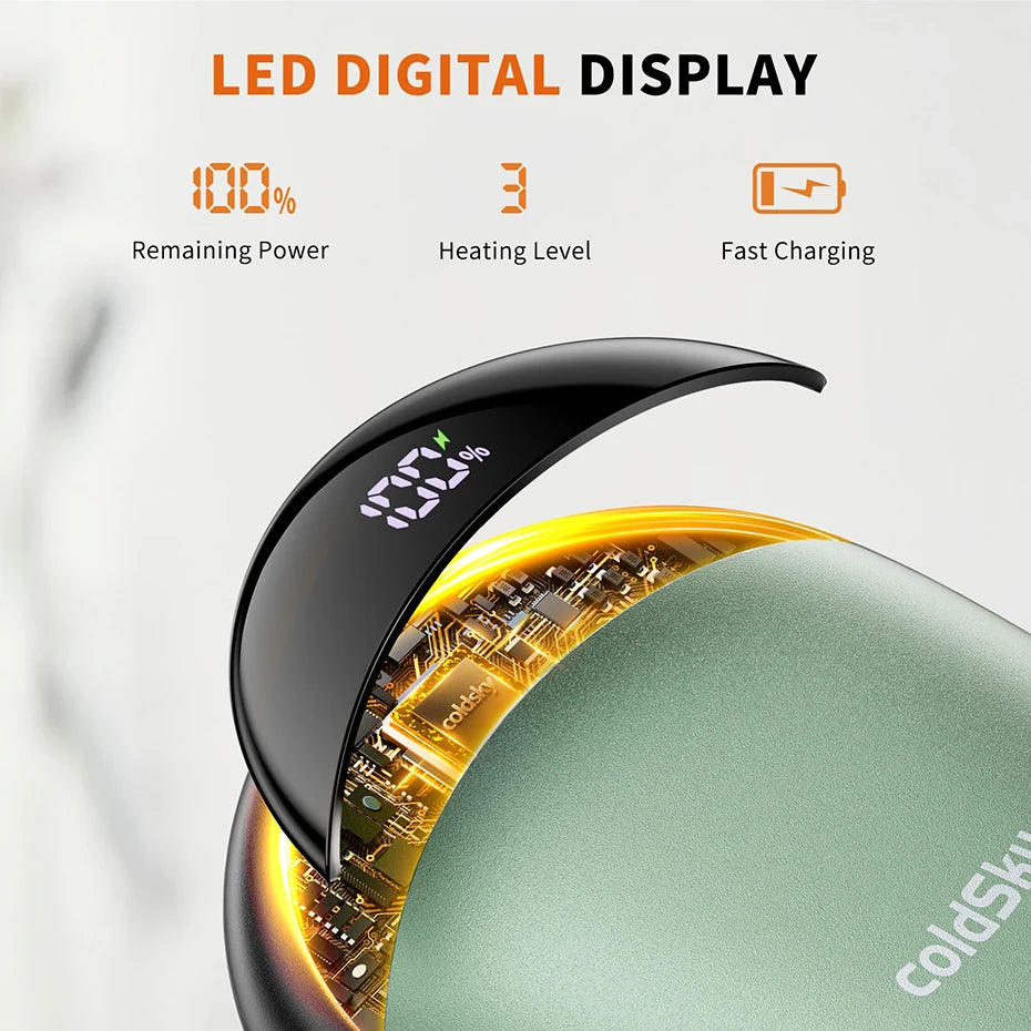 2-in-1 Rechargeable Magnetic Hand Warmers – 2 Pack with Digital Display | Smart Winter Comfort for Commuting, Sports, and Gifting.