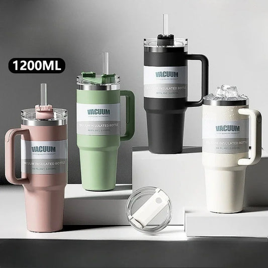 40oz Stainless Steel Tumbler with Handle & Flip Straw Lid – Hydration That Moves With You.