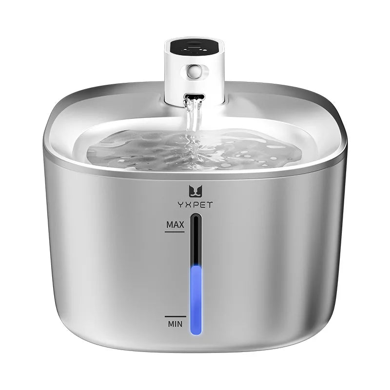 Wireless Pet Water Fountain – 4L Stainless Steel, Battery-Operated with Sensor Modes