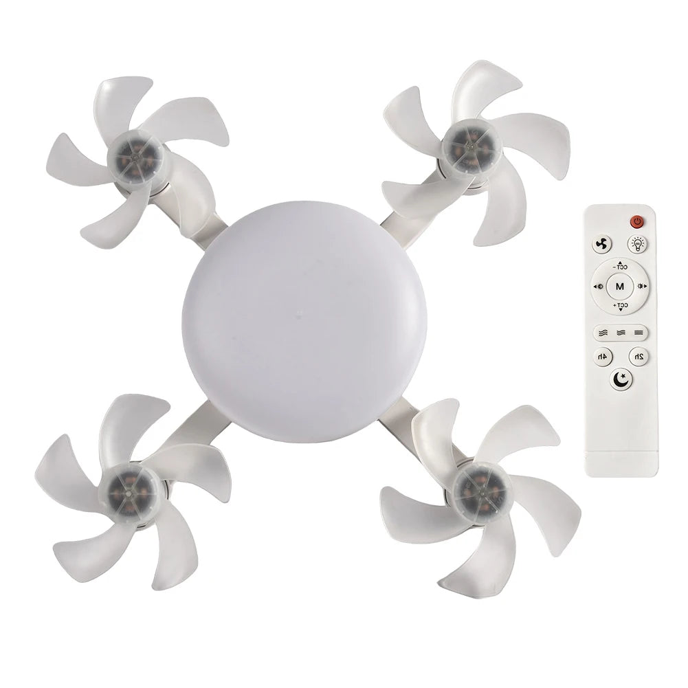 Drone Fan Light E27 Universal Dimming Fan with Remote Control for Home Living Room Bedroom Silent Ceiling Fan Light 50/60W.