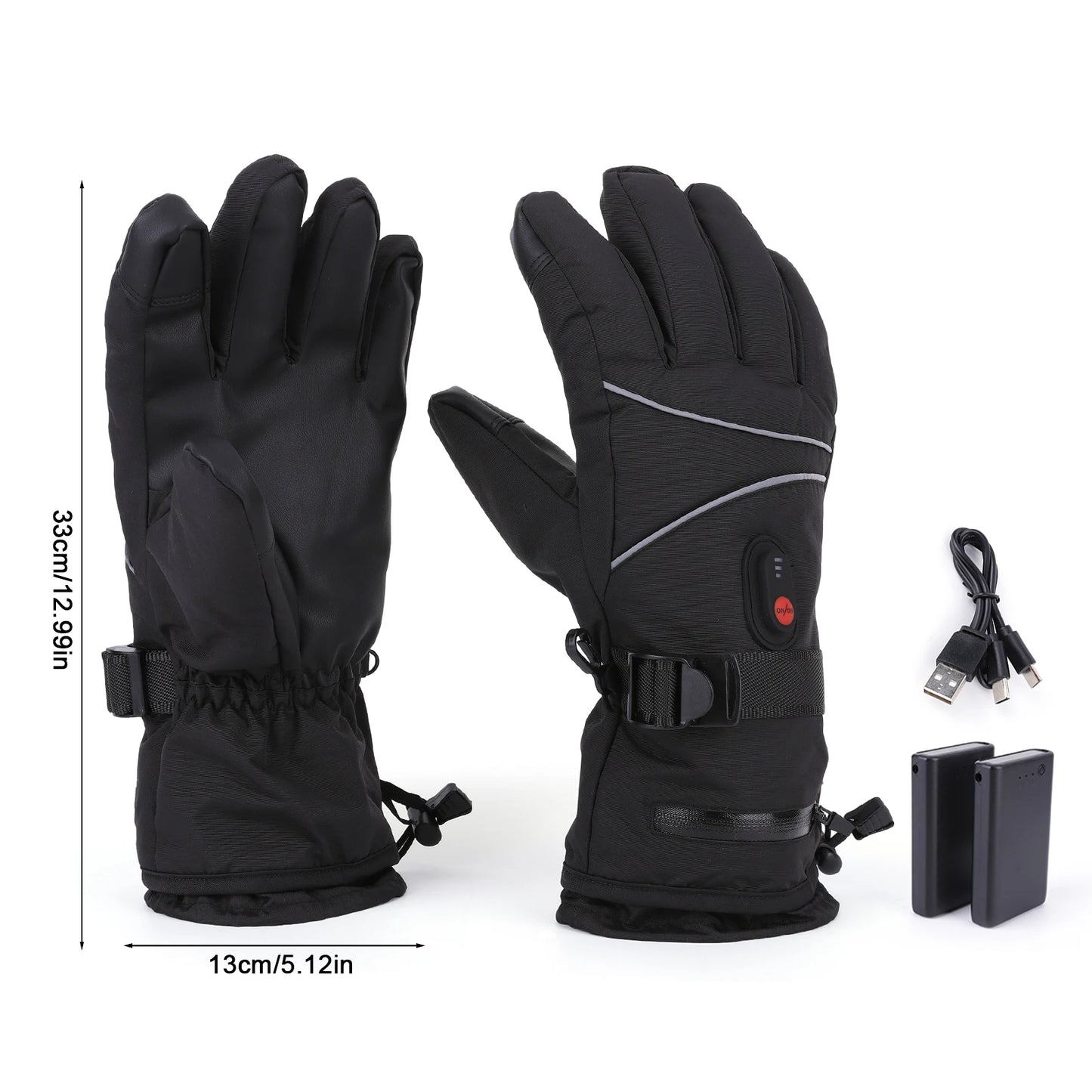 Electric Heated Gloves – Touchscreen, Waterproof & Rechargeable | For Hiking, Biking, Skiing & More.