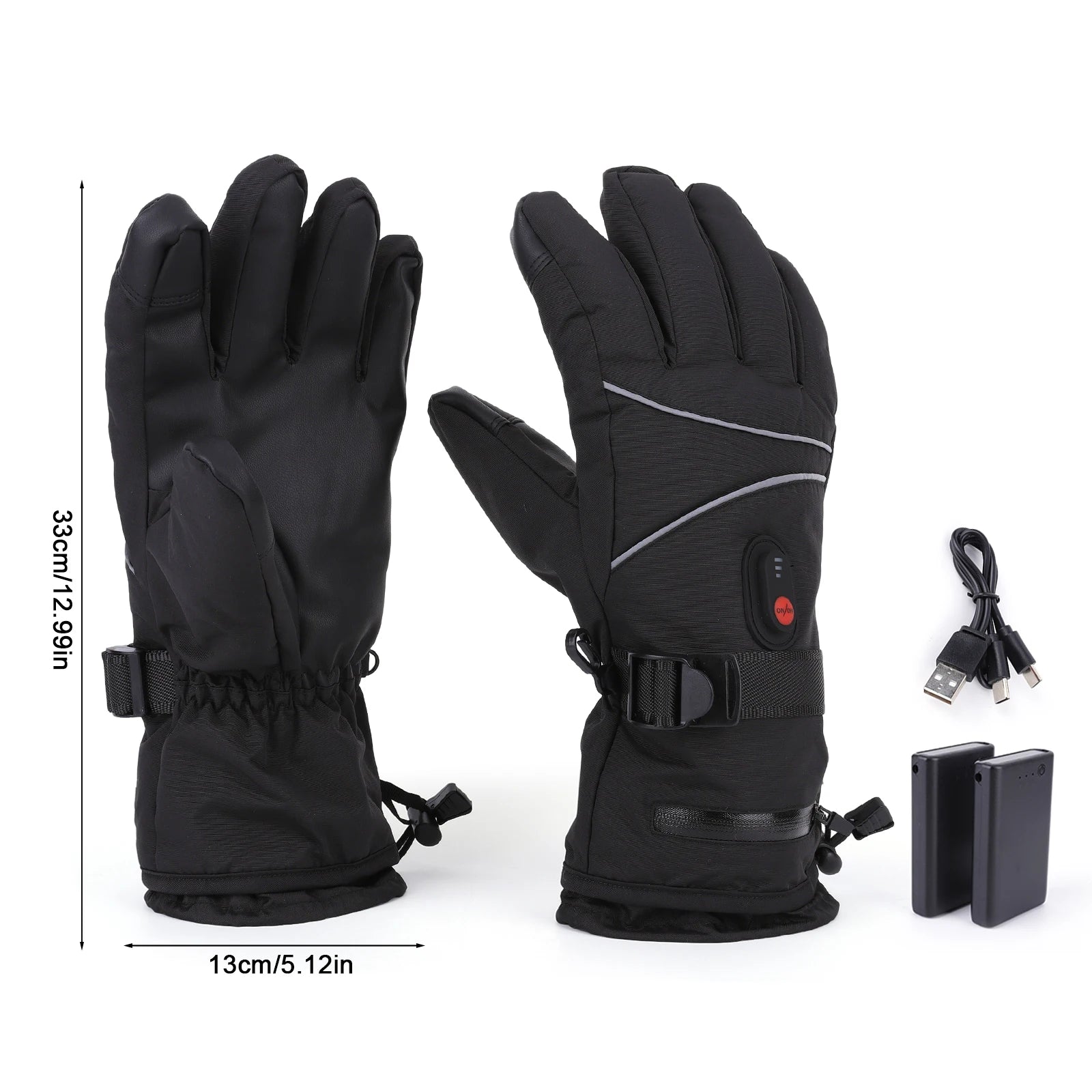 Electric Heated Gloves – Touchscreen, Waterproof & Rechargeable | For Hiking, Biking, Skiing & More.