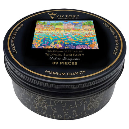 Tropical Swim Party – Travel Mini Wooden Jigsaw Puzzle.
