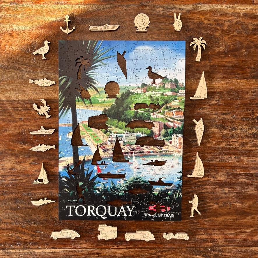 Vintage Poster – Torquay Wooden Jigsaw Puzzle.