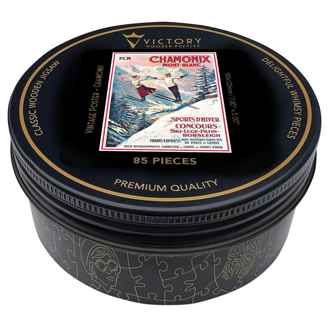 Vintage Poster – Chamonix Travel Mini Wooden Jigsaw Puzzle.