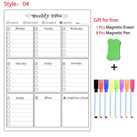 A3 Magnetic Fridge Planner – Monthly & Weekly Dry Erase Calendar with Free Marker Pens (297×420mm)