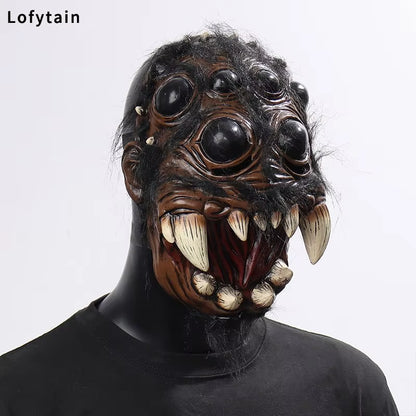 Horror Creepy Spider Mask Cosplay Scary Animal Spiders Big Eyes Tooth Open Mouth Latex Helmet Halloween Party Costume Props