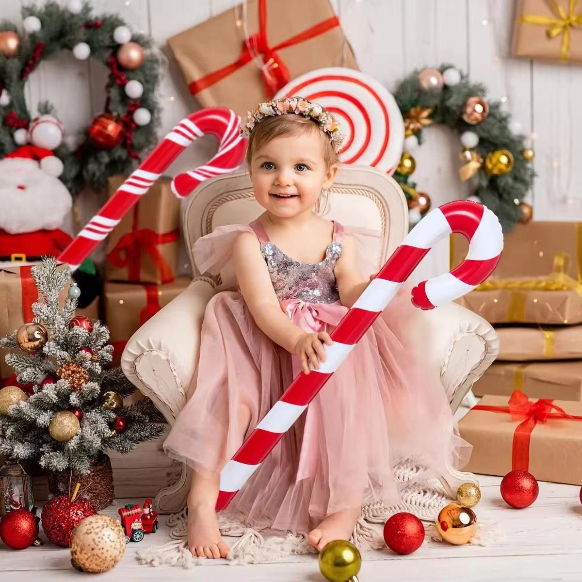 4Pc Inflatable Christmas Candy Cane Balloons – 35.4in PVC Holiday Decorations for Indoor & Outdoor Parties.