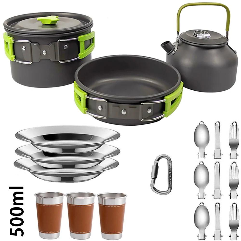 Ultralight Camping Cookware Set – Non‑Stick Aluminum Pot, Pan & Kettle for Outdoor Cooking & Hiking.