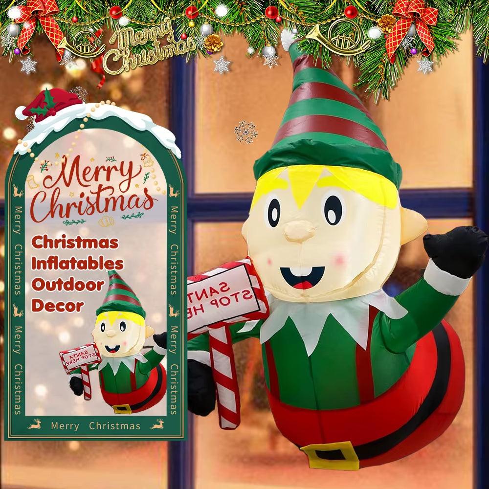 3.5FT Christmas Inflatable Elf – Window-Mount Decoration with LED Lights | Indoor & Outdoor Display.