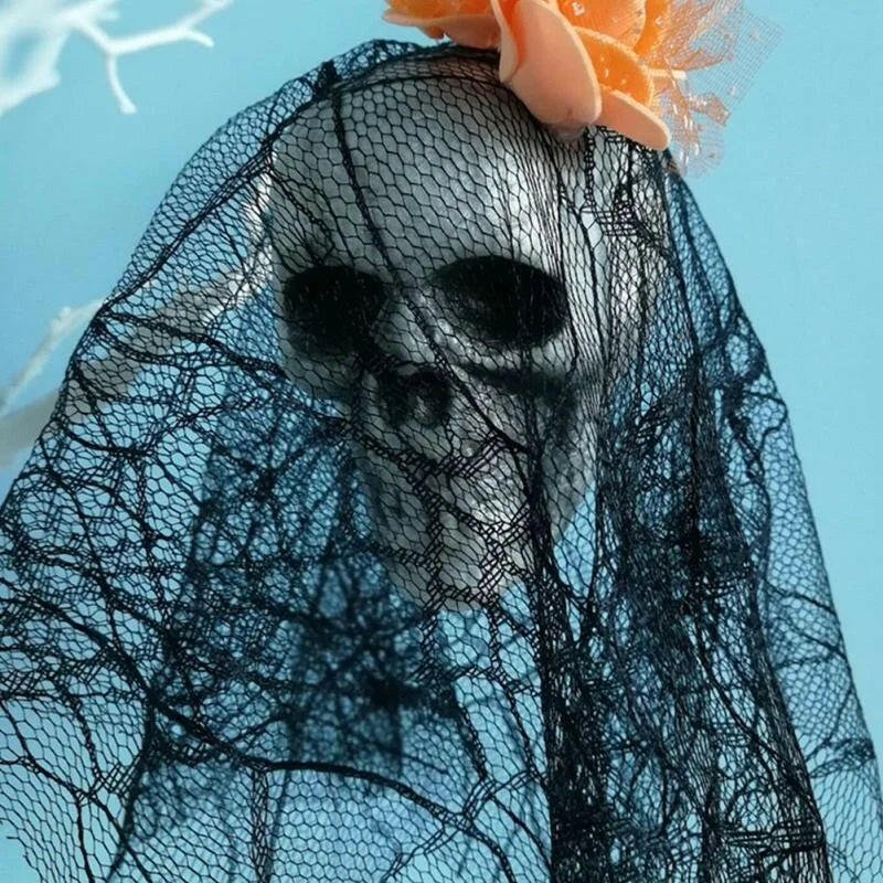 Foam Skull Hanging Ornament – 36cm Halloween Decoration with Cloth or Flower Wrap (8 Variants)