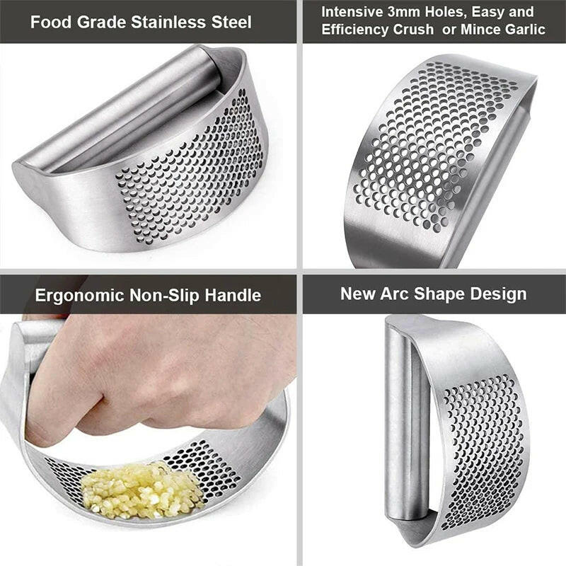 Upgraded Stainless Steel Garlic Press – Ergonomic Rocker for Effortless Mincing