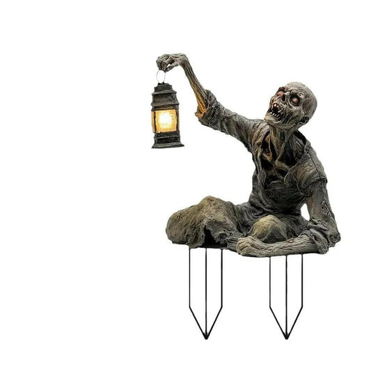 Halloween Lantern Terror Zombie Ornament – 2D Acrylic Ground Plug for Garden and Outdoor Decor