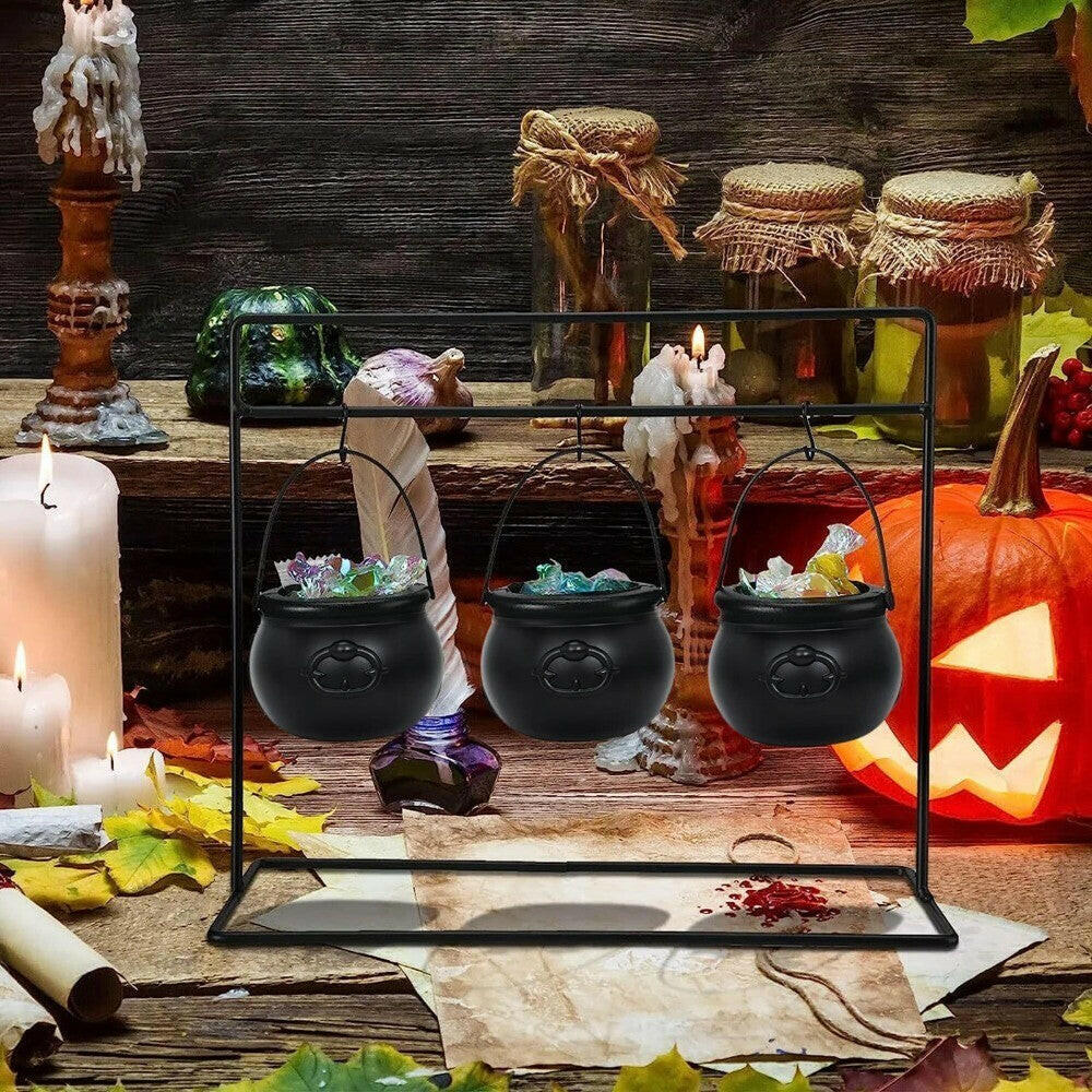 Black Witch Candy Bucket – Heat-Resistant Halloween Cauldron for Trick-or-Treat & Party Decor