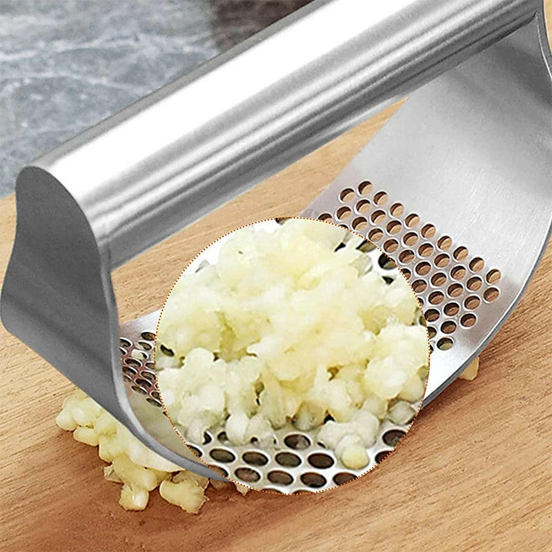 Upgraded Stainless Steel Garlic Press – Ergonomic Rocker for Effortless Mincing