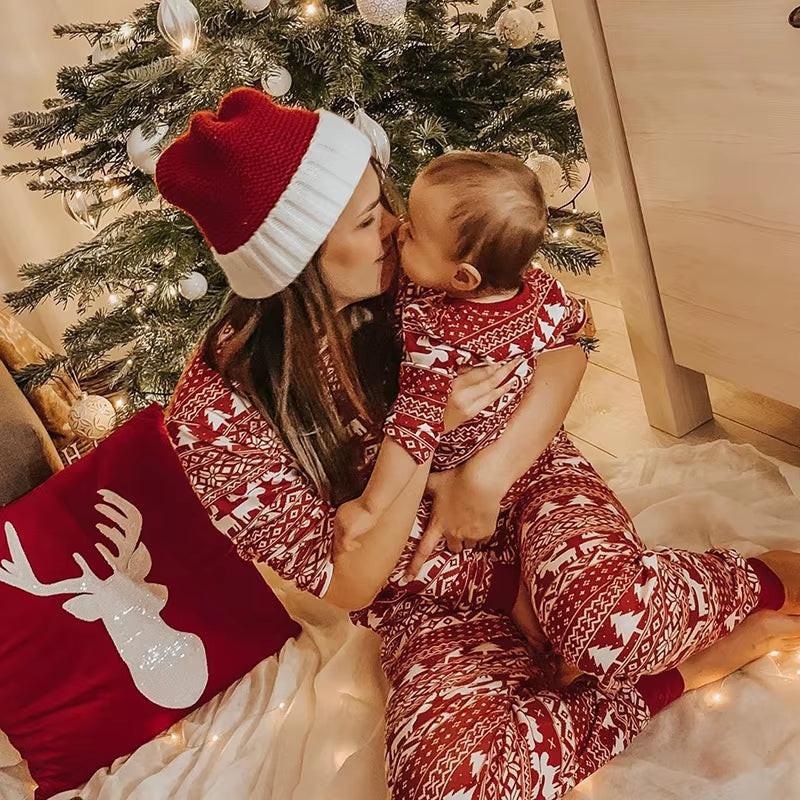 Matching Christmas Pajamas Set – Reindeer Print Family Sleepwear for Adults, Kids & Babies.