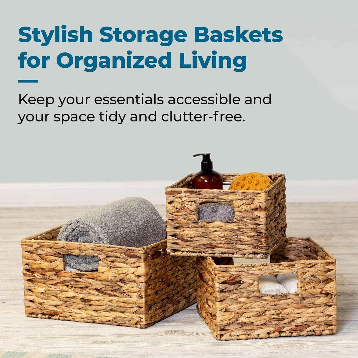 Eco-Friendly Woven Water Hyacinth Nesting Storage Baskets – Set of 3 | Natural Finish | Multi-Size | Home & Kitchen Organization