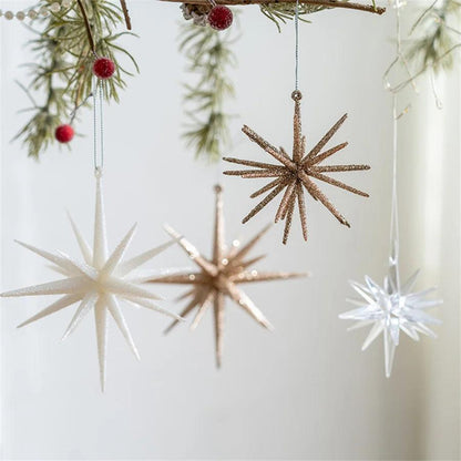 Exploding Star Christmas Tree Topper – Champagne & White Accent.