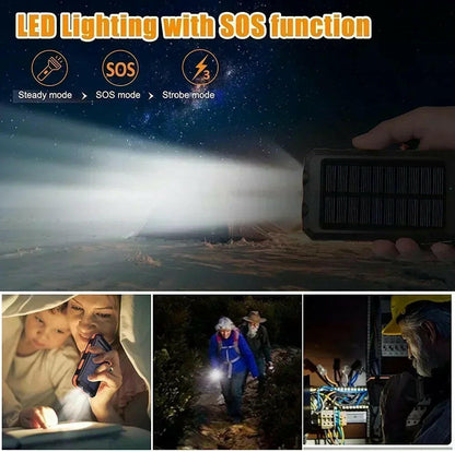 30,000mAh Solar Power Bank – Waterproof, Fast-Charging External Battery with SOS Light for iPhone, Samsung, Xiaomi & More