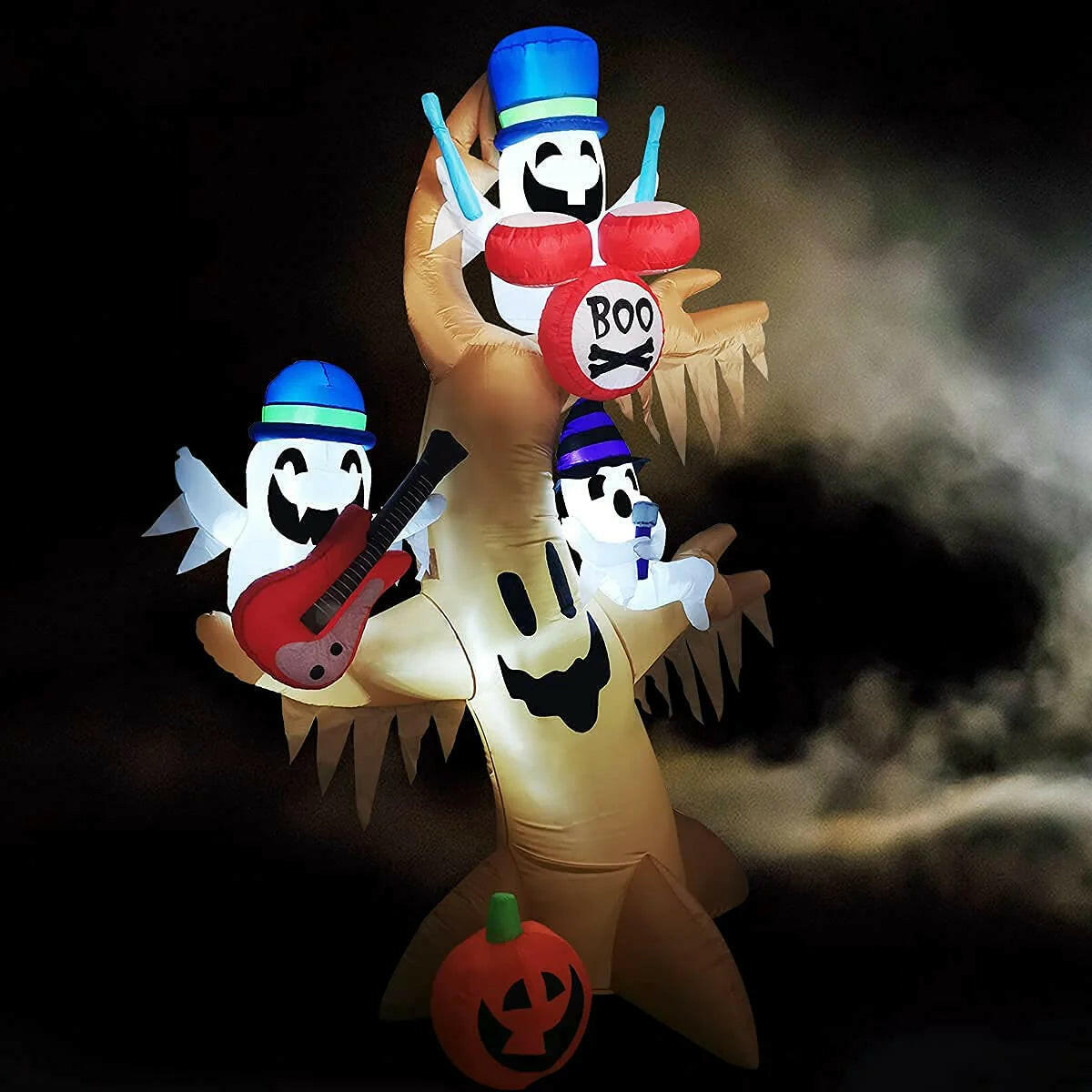 8 FT Halloween Inflatable Outdoor Ghost Tree with Pumpkin, Blow up Yard Decoration Clearance with LED Lights Built-In for Holiday/Party/Yard/Garden
