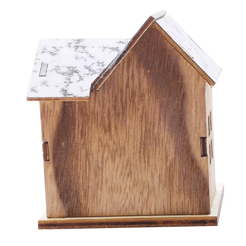 Christmas LED Wooden House Ornament – Luminous Cabin Decoration for Tree, Table, or Home, Eco‑Friendly Holiday Gift