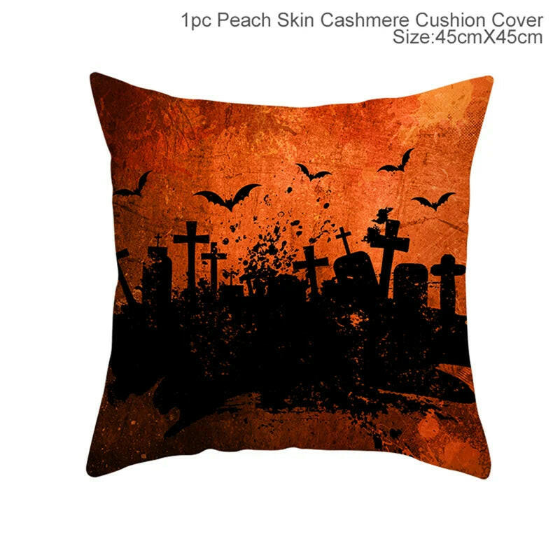 Halloween Cushion Covers – Cartoon Pumpkin, Bat & Ghost Design for Spooky Seasonal Decor
