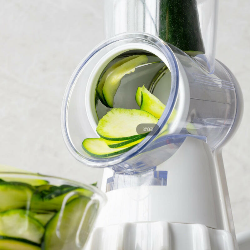 3-in-1 Manual Rotary Vegetable Slicer – Grater, Shredder & Chopper in One.