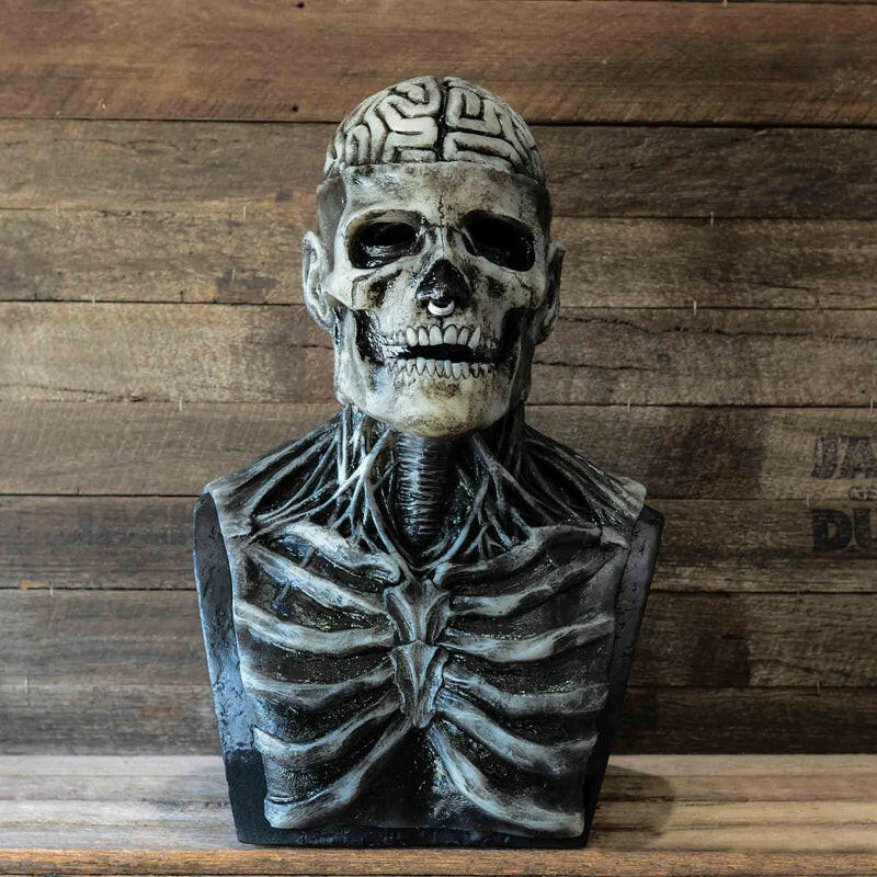 Creepy Brains Skeleton Mask – Bloody Latex Skull Headgear for Halloween and Carnival Cosplay
